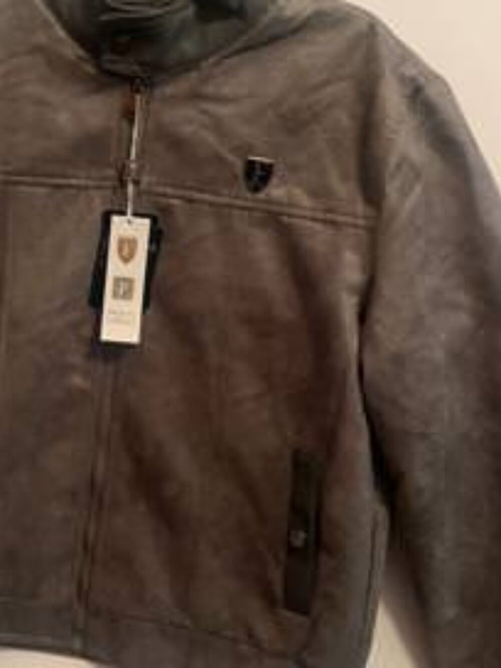 Ferrari F-Collections Men's Faux Suede Bomber Jacket - Gray/Charcoal - LG
